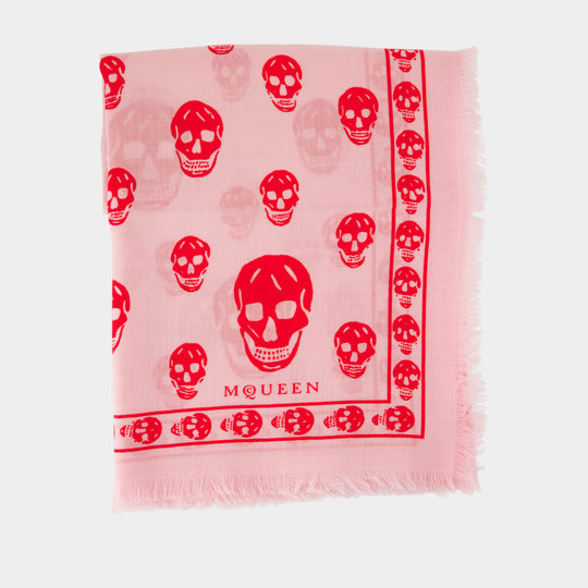 Écharpe Skull - Alexander McQueen - Soie - Rose