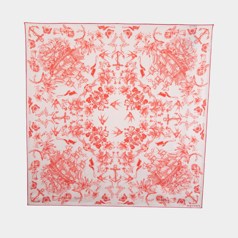 Écharpe Fo Sailor Tattoo - Alexander McQueen - Soie - Rose