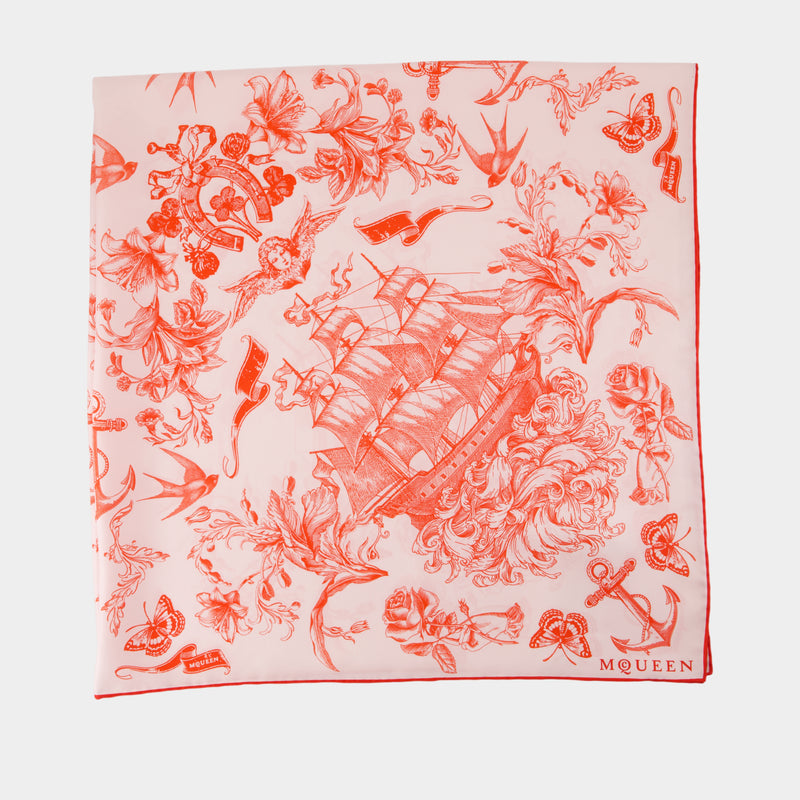 Écharpe Fo Sailor Tattoo - Alexander McQueen - Soie - Rose
