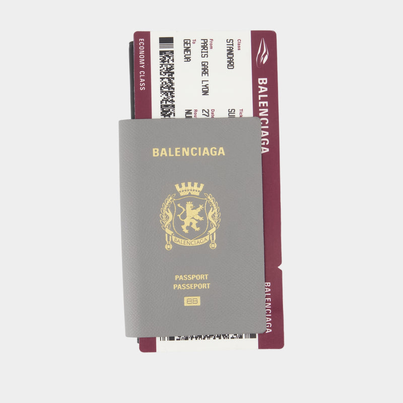 Porte-Passeport - Balenciaga - Cuir - Gris