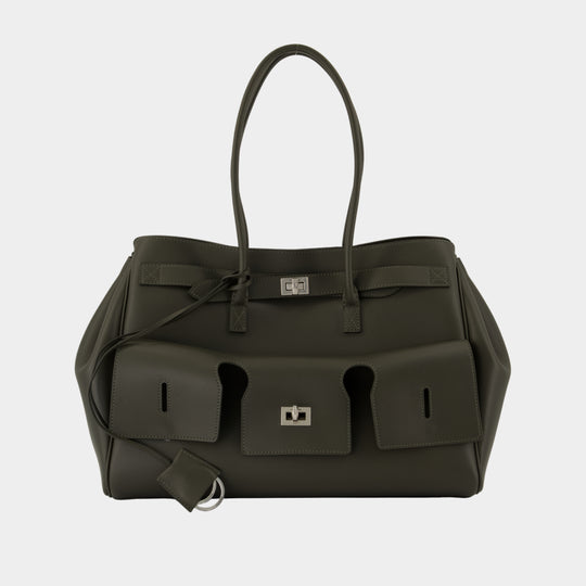 Sac À Main Bel Air Carry All Medium - Balenciaga - Cuir - Kaki