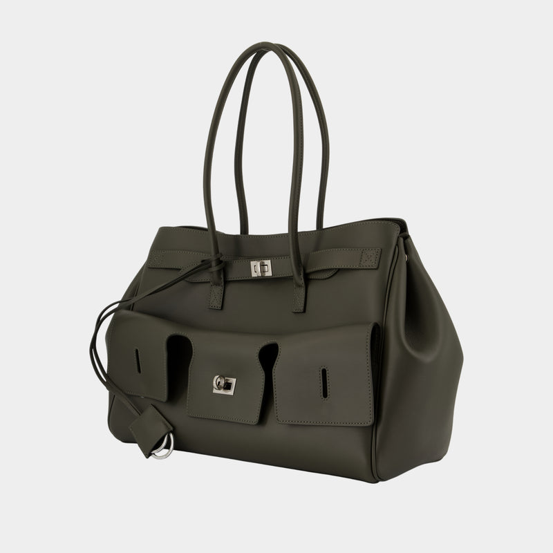Sac À Main Bel Air Carry All Medium - Balenciaga - Cuir - Kaki