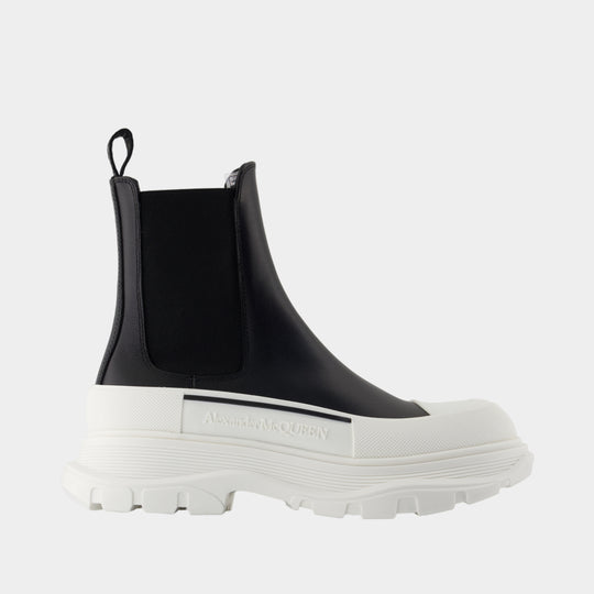 Bottines High Rubber - Alexander McQueen - Cuir - Noir