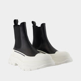 Bottines High Rubber - Alexander McQueen - Cuir - Noir