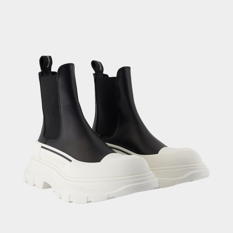 Bottines High Rubber - Alexander McQueen - Cuir - Noir