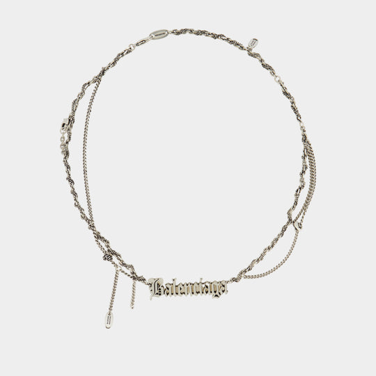 Collier Typo Destroyed - Balenciaga - Métal - Argenté