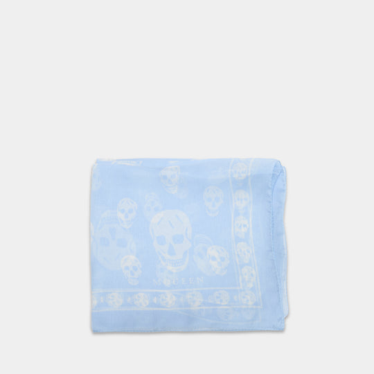 Écharpe Ca Skull - Alexander McQueen - Soie - Bleu