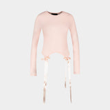 T-Shirt Bow Tail Easy Long Sleeve - Simone Rocha - Synthétique - Rose