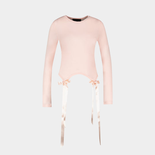 T-Shirt Bow Tail Easy Long Sleeve - Simone Rocha - Synthétique - Rose