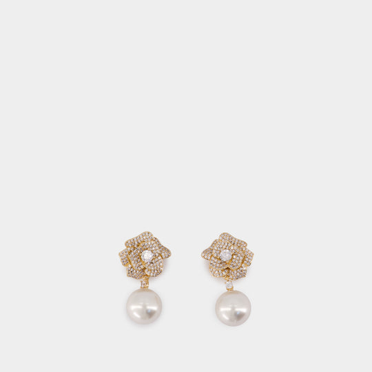 Boucles D'oreilles Mini Flower Pearl - SELF PORTRAIT - Métal - Doré