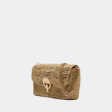 Sac À Bandoulière Moon Moyen - Vanessa Bruno - Raphia - Beige