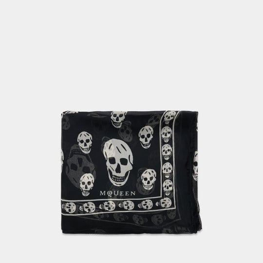 Écharpe Ca Skull - Alexander McQueen - Soie - Noir