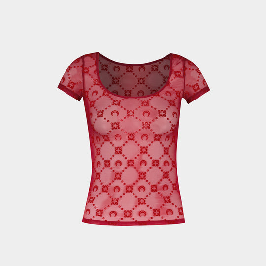 T-Shirt Moonogram Mesh Flock Roundneck - Marine Serre - Autre - Rouge