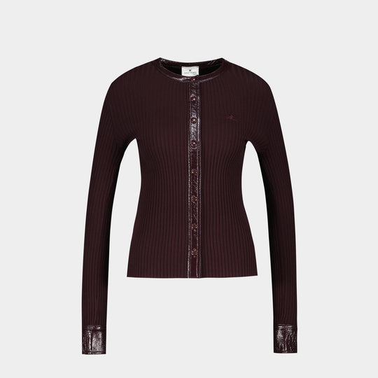 Cardigan Contrasted - Courreges - Laine - Bordeaux