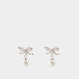 Boucles D'oreilles Bow - SELF PORTRAIT - Perle - Argenté