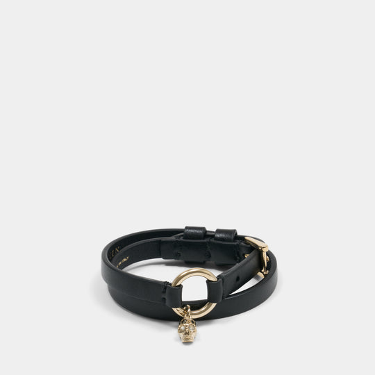 Ceinture Skull Ring Double Wrap - Alexander McQueen - Cuir - Noir