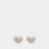 Boucles D'oreilles Heart Pave - Marc Jacobs - Laiton - Argenté