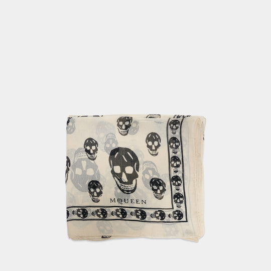 Écharpe Ca Skull - Alexander McQueen - Soie - Blanc