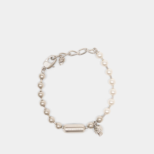 Bracelet Skl & Pearl - Alexander McQueen - Métal - Argenté