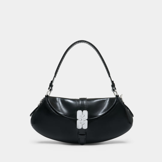 Sac Porté Épaule Kat Baguette - Ganni - Cuir - Noir