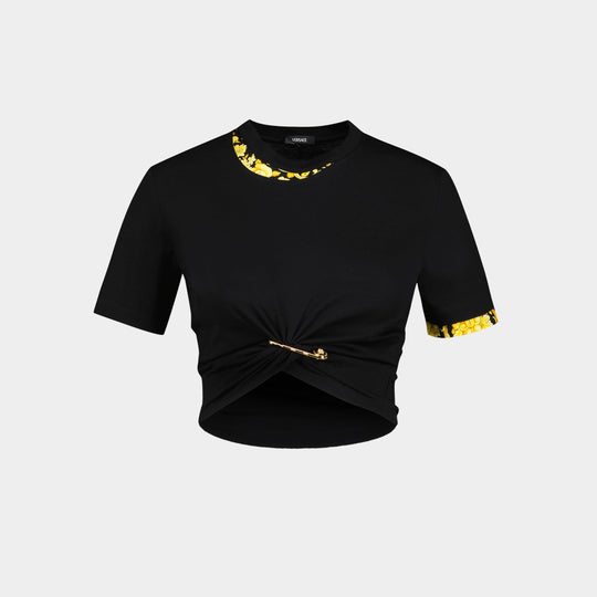 T Shirt Barocco - Versace - Coton - Noir