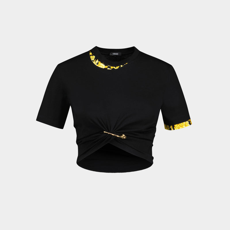 T Shirt Barocco - Versace - Coton - Noir