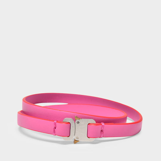 Ceinture Micro Buckle en Cuir Rose