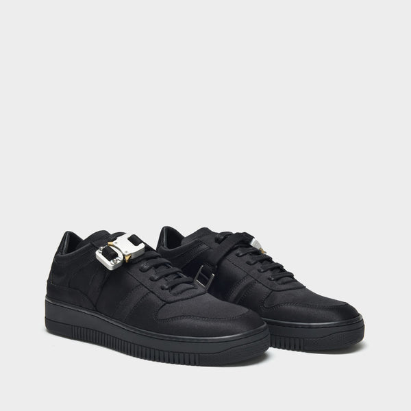 Baskets Buckle Low en Satin Noir