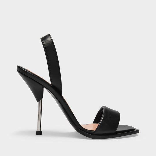 Sandales en Cuir Noir et Argenté