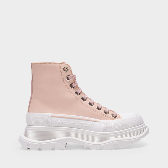 Sneakers Tread Slick en Cuir Rose