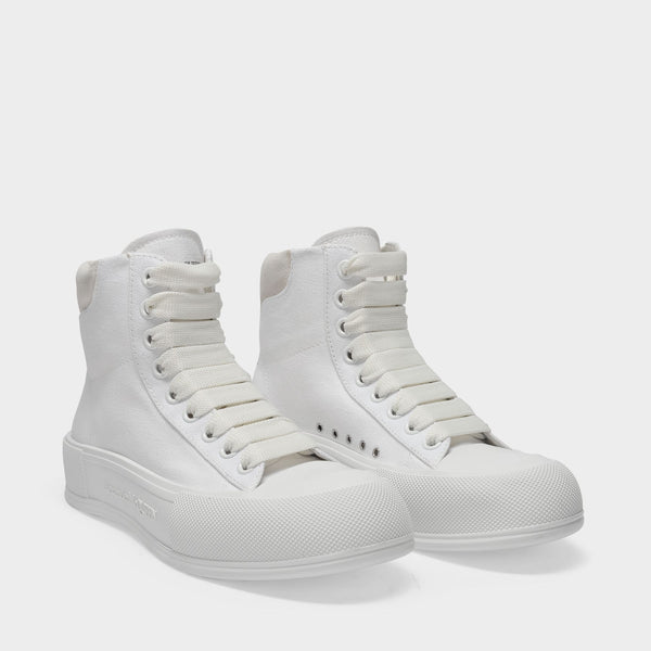Baskets Deck en Toile Blanche