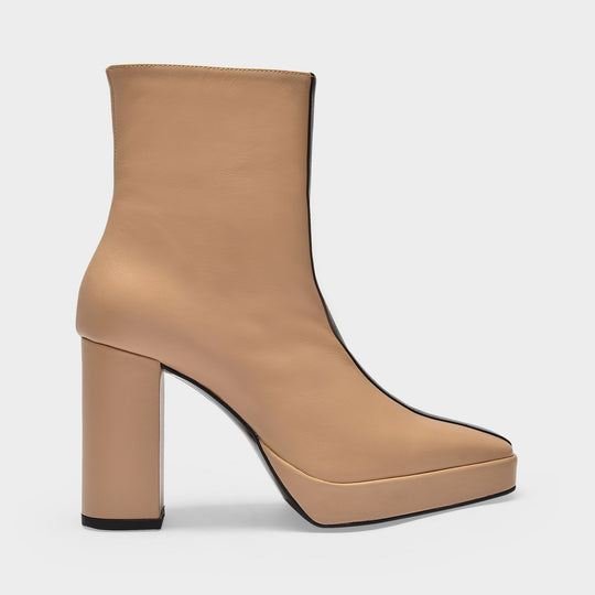 Bottes Crossing The Line Ankle en Cuir Beige et Noir