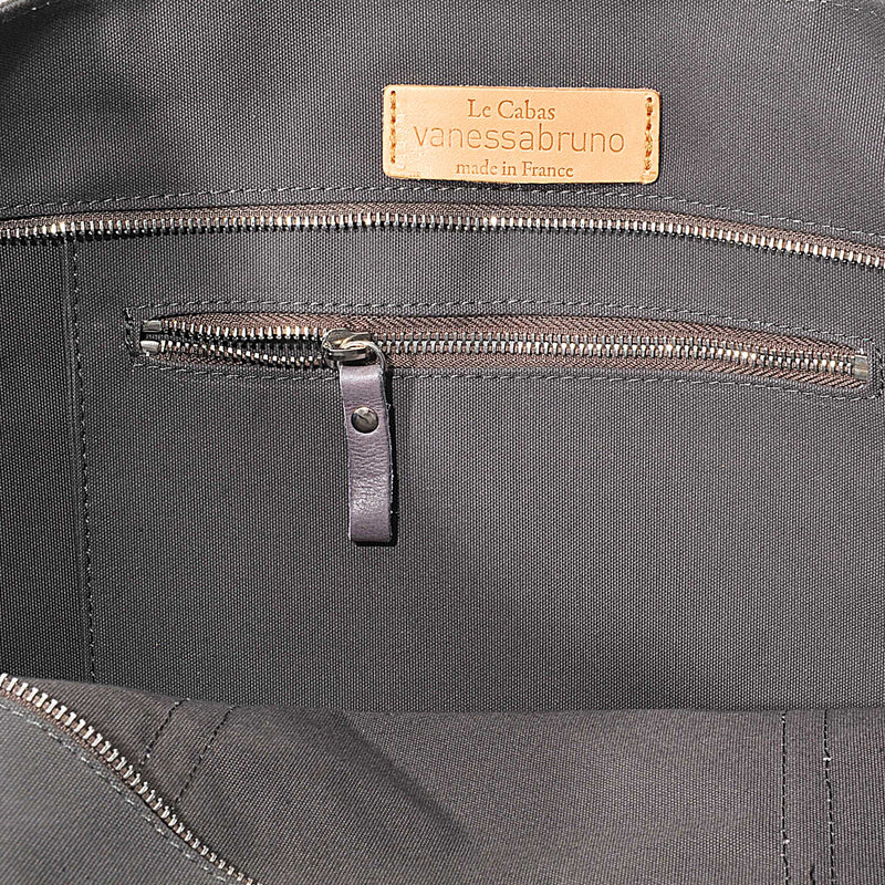 Sac Cabas L + Zippé Toile et Paillettes en Coton Anthracite