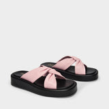 Sandales Tresse Platform en Cuir Rose