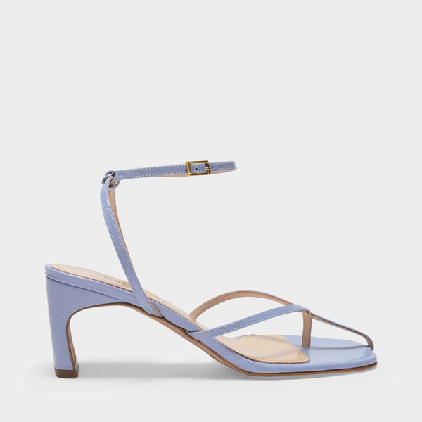 Sandales Ficelle en Cuir Vernis Bleu