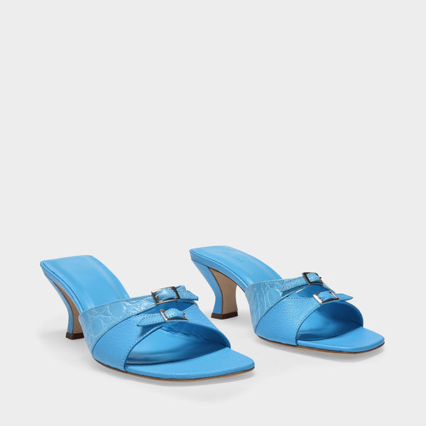 Sandales Noor en Grained Leather Bleu