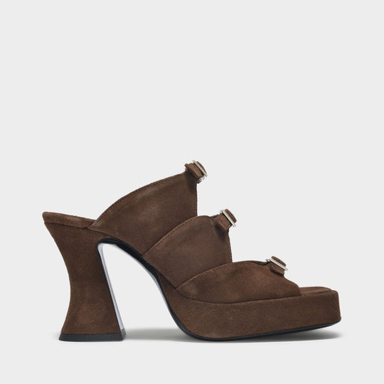 Sandales Chaka en Cuir Velours Marron