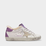 Baskets Super-Star en Cuir Blanc et Mauve