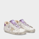 Baskets Super-Star en Cuir Blanc et Mauve