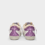 Baskets Super-Star en Cuir Blanc et Mauve