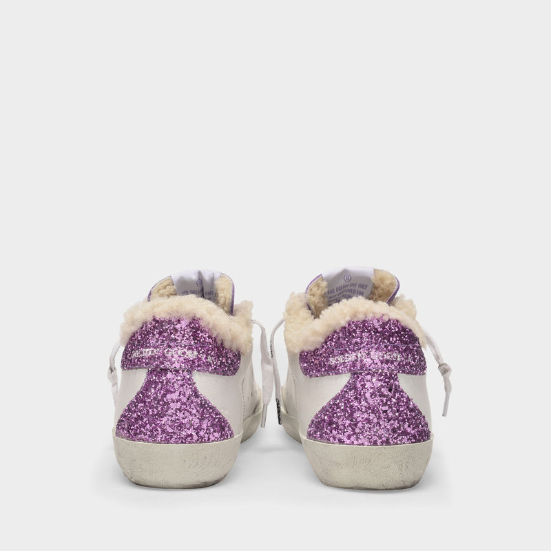 Baskets Super-Star en Cuir Blanc et Mauve