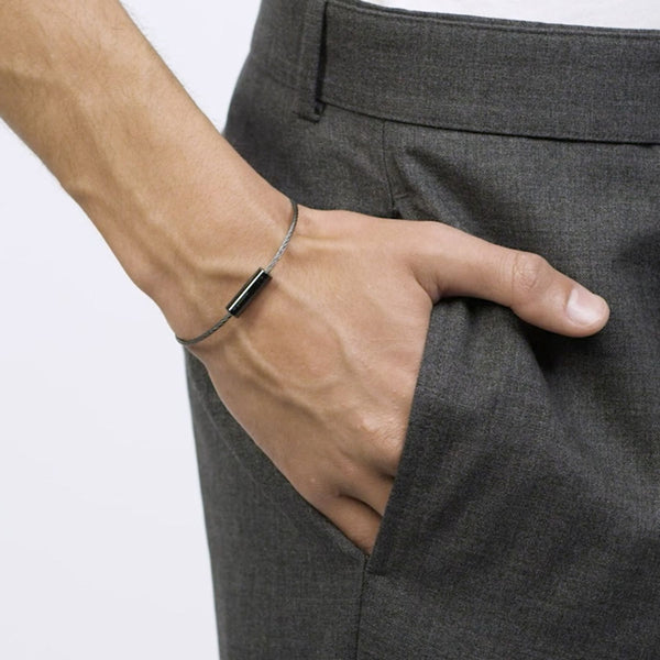 Bracelet Câble le 5g en Céramique Noire Polie