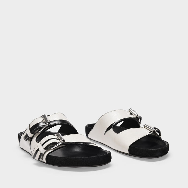 Mules Lennyo en Cuir Blanc et Noir