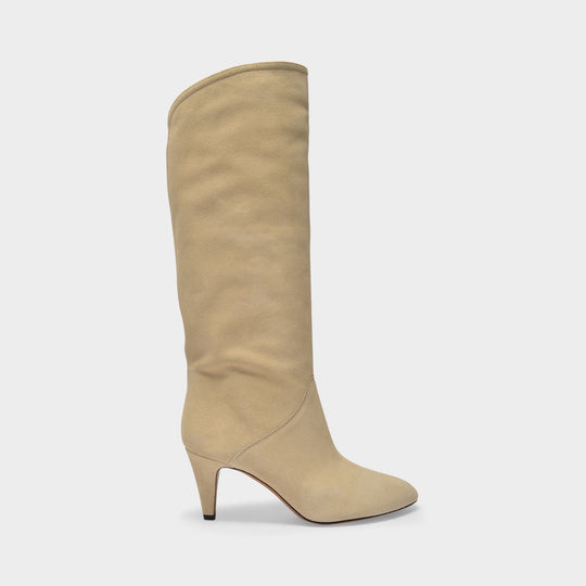 Bottes Laylis en Cuir Velours Beige