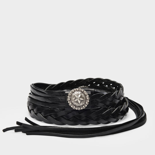 Ceinture Altamont Tressée en Cuir Noir