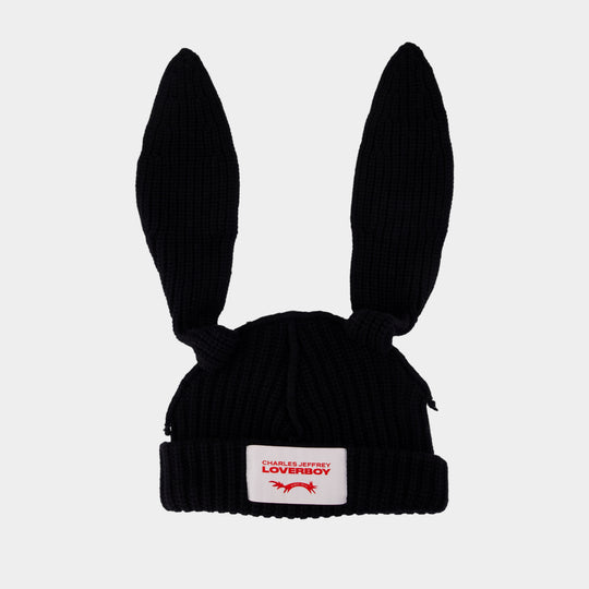 Bonnet Chunky Rabbit - Charles Jeffrey Loverboy - Laine - Noir