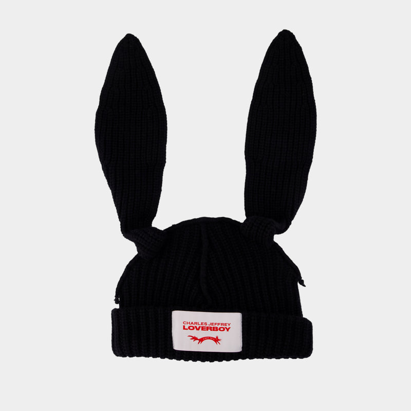 Bonnet Chunky Rabbit - Charles Jeffrey Loverboy - Laine - Noir
