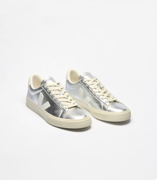 Sneakers Campo en Cuir Chromefree Argent et Blanc