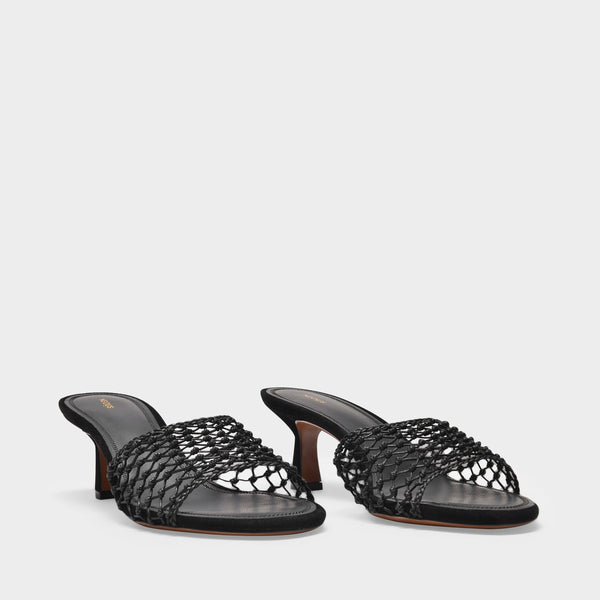 Sandales Lerna en Toile de Coton Noir