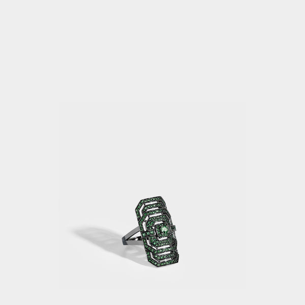 Bague My Way en argent noir et tsavorites